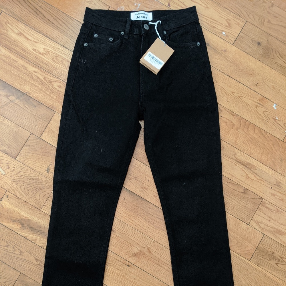 Reformation Petite Liza Black Jeans Sz 23P